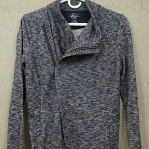 GH Bass Blue Marled Ladies Small Workout Gear Knit Pullover Top Side Full Zip